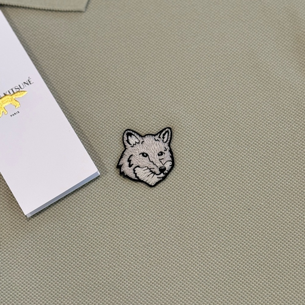 MAISON KITSUNE Olive Polo Shirt